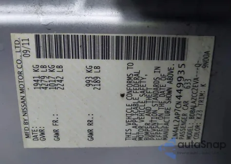 2012 Nissan Altima 2.5 from USA, damaged, VIN 1N4AL2AP7CN449935
